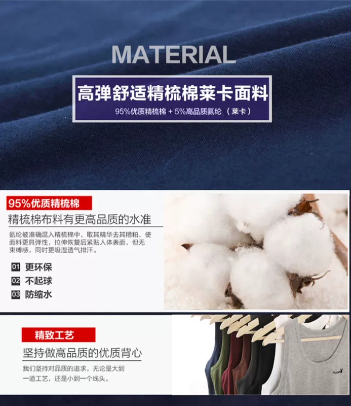 Playboy Summer Men Thanh niên Cơ sở Thể thao Vest Cotton Slim Cotton Thở Skinny Tide - Áo vest cotton khoác vest nữ