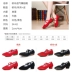 Giày khiêu vũ Tesili màu đỏ dành cho nữ đế mềm Giày khiêu vũ trung niên và người già đế bằng giày khiêu vũ vuông đế giữa 2023 phong cách mới