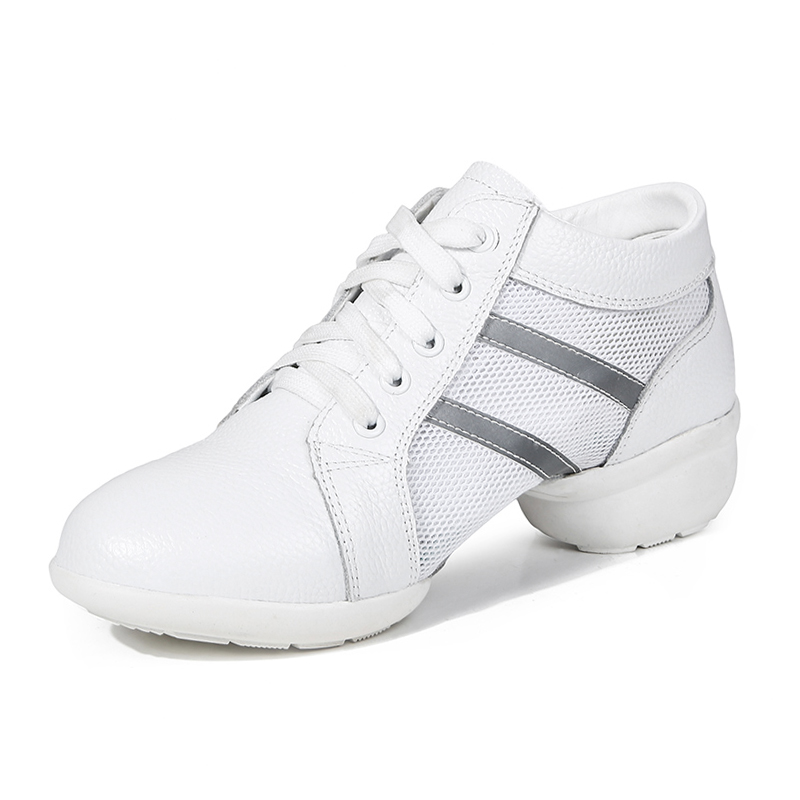 Tsili Her White Square Dance Shoes Lady Summer Net Face Soft Bottom Dancing Shoes Genuine Leather Dance Shoes Water Soldiers Dance Shoes-Taobao