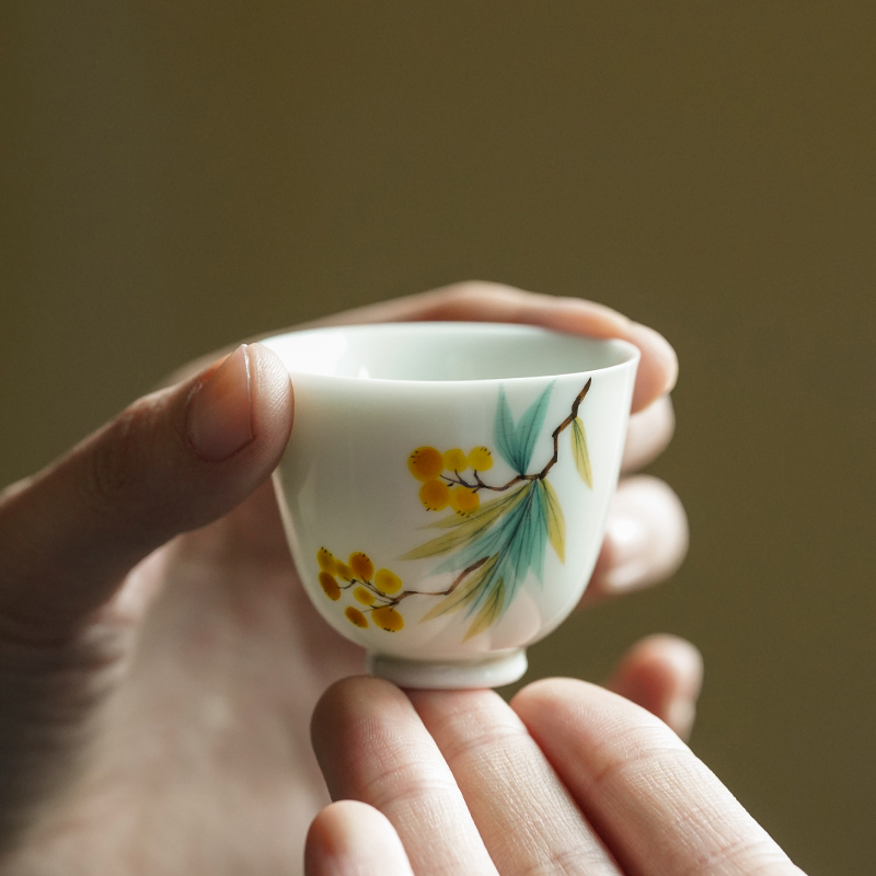 The Self - "appropriate content of jingdezhen hand - made loquat checking ceramic cups kung fu tea set small sample tea cup kunfu tea cups