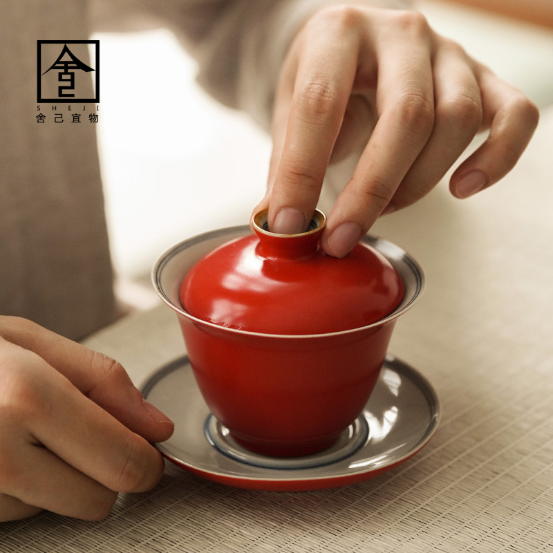 Jingdezhen only three tureen bowl suit white porcelain cups a single tea set large GaiWanCha ceramic cup tea cup