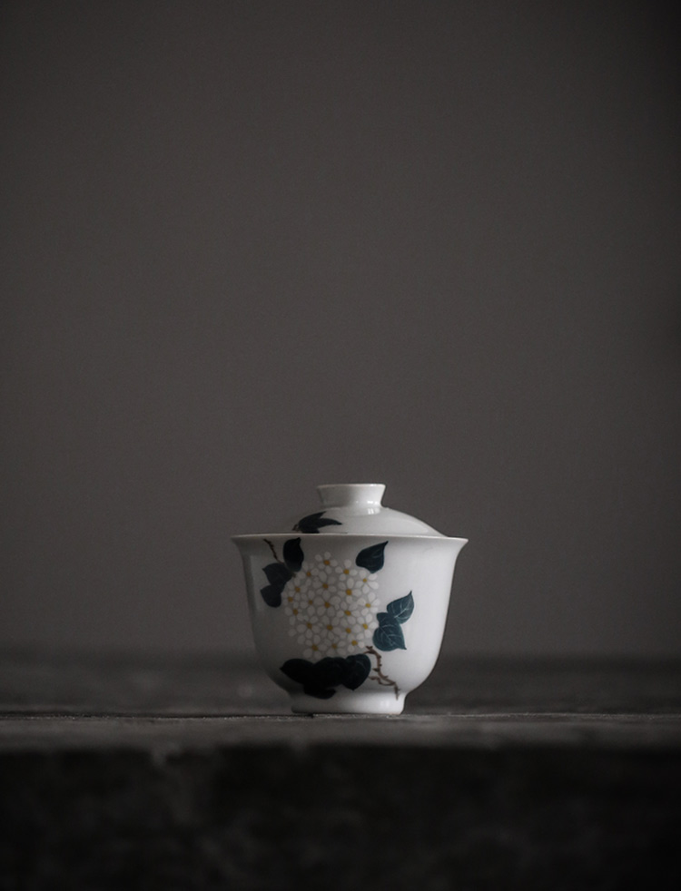 Powder enamel handpainted vintage green tureen tea bowl of small jingdezhen blue and white porcelain is pure manual three cups to Japanese