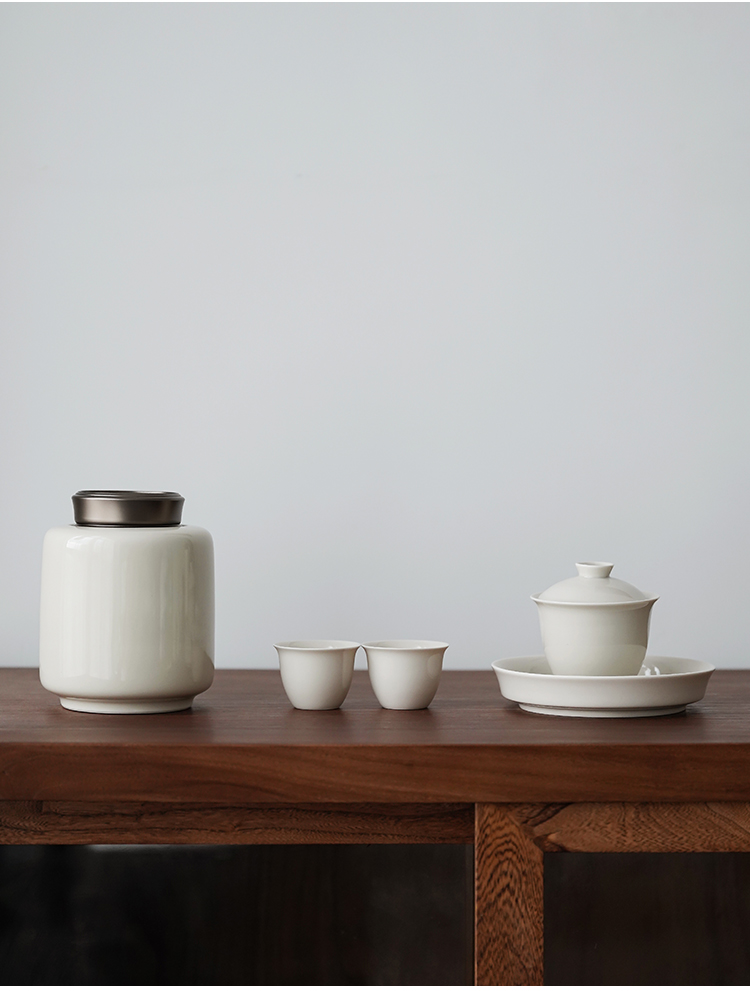Rotate the tin lid retro caddy fixings tea storehouse ceramics seal large green tea, black tea POTS jar ceramic pot