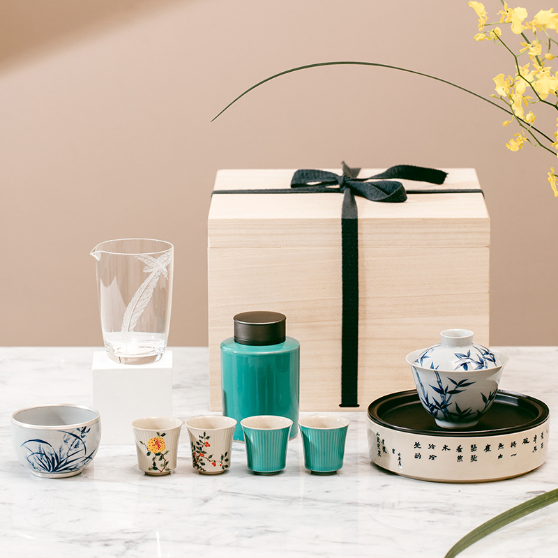 The Self - "appropriate material mixing cup suit sample tea cup jingdezhen ceramic cups retro hand - made kung fu tea set