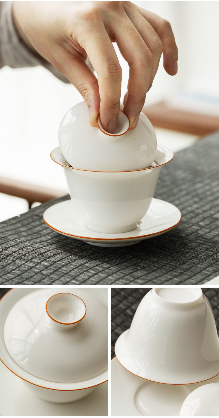 Large ceramic tureen tea bowl suit individual jingdezhen porcelain three cups of tea GaiWanCha make tea cup