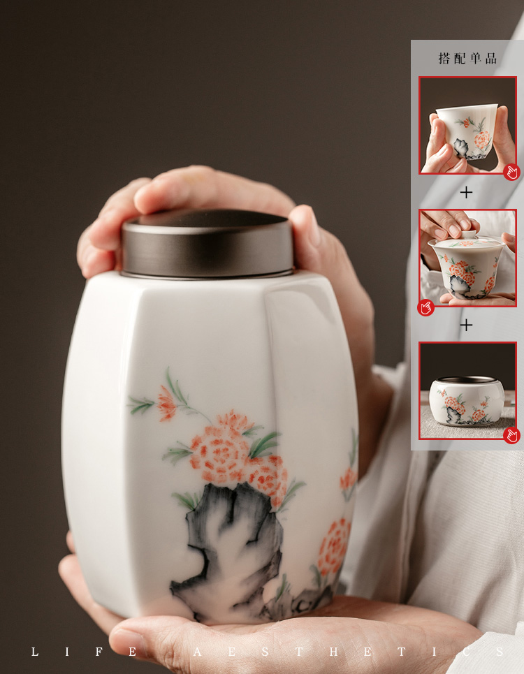 The Self - "appropriate content of jingdezhen hand - made caddy fixings Chinese seal pot receives Japanese tea pot ceramics