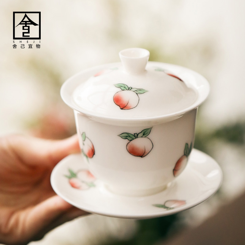 The Self - "only appropriate content three tureen cup kung fu them thin body large pure hand - made teacup tea tea taking Japanese