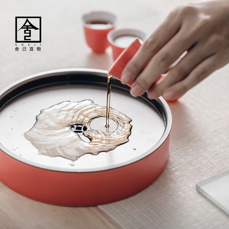 Jingdezhen pink glaze household small small tea table dry ground tea mercifully machine dry mercifully disk storage Japanese saucer