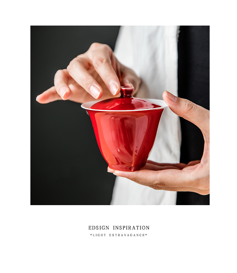 The Self - "appropriate content of jingdezhen tureen ruby red cup bowl tea Japanese hot kung fu tea set home