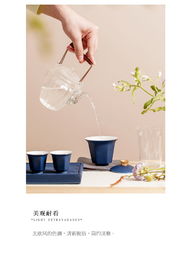 The Self - "appropriate content sapphire blue jingdezhen tureen single bowl tea cup manually restore ancient ways kung fu tea set