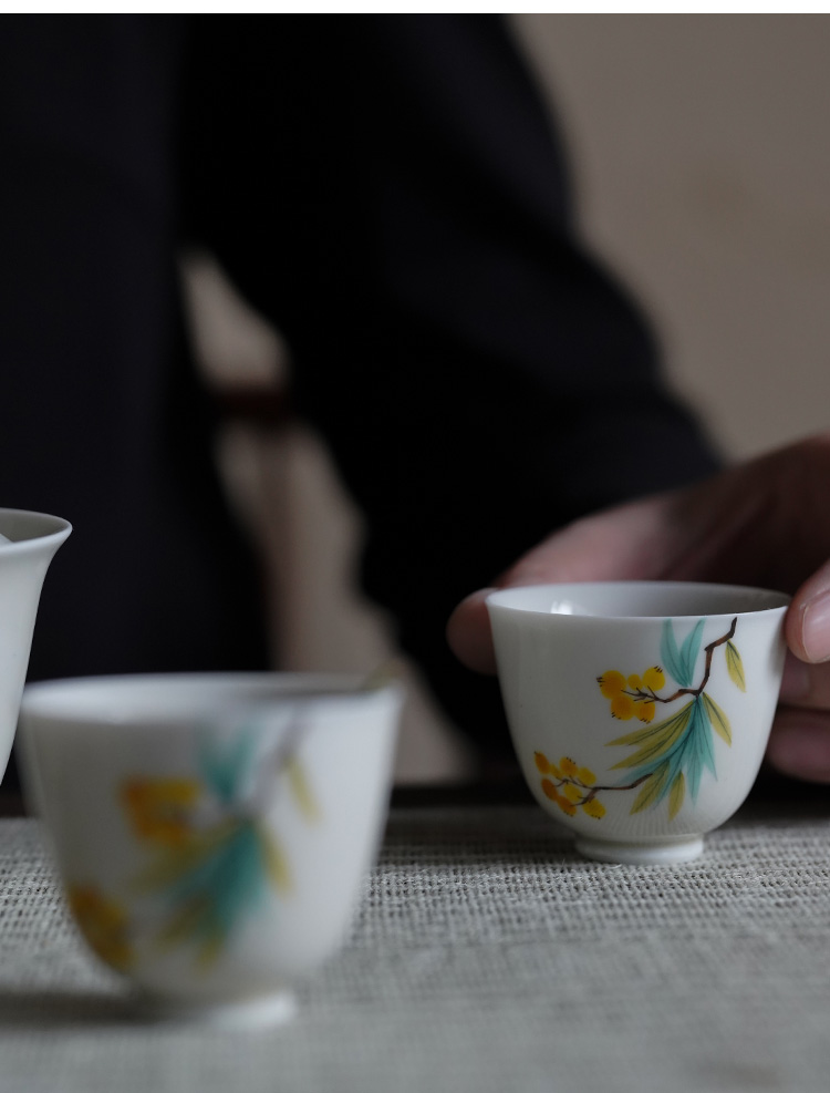 The Self - "appropriate content of jingdezhen hand - made loquat checking ceramic cups kung fu tea set small sample tea cup kunfu tea cups