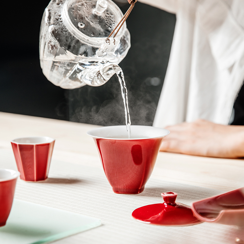 The Self - "appropriate content of jingdezhen tureen ruby red cup bowl tea Japanese hot kung fu tea set home