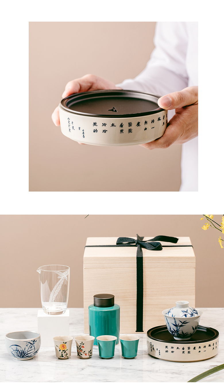 The Self - "appropriate content hand - made poetry manual dry water tea tray was jingdezhen domestic Japanese tea zen tray