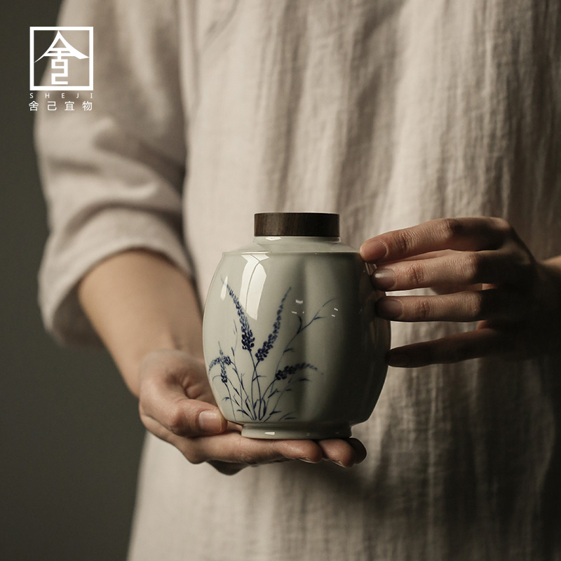 Ebony cover caddy fixings household sealed tank, a Japanese tea warehouse ceramic POTS in restoring ancient ways ceramic storage tanks