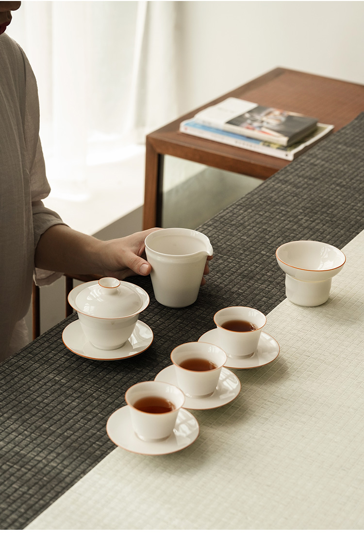 Large ceramic tureen tea bowl suit individual jingdezhen porcelain three cups of tea GaiWanCha make tea cup