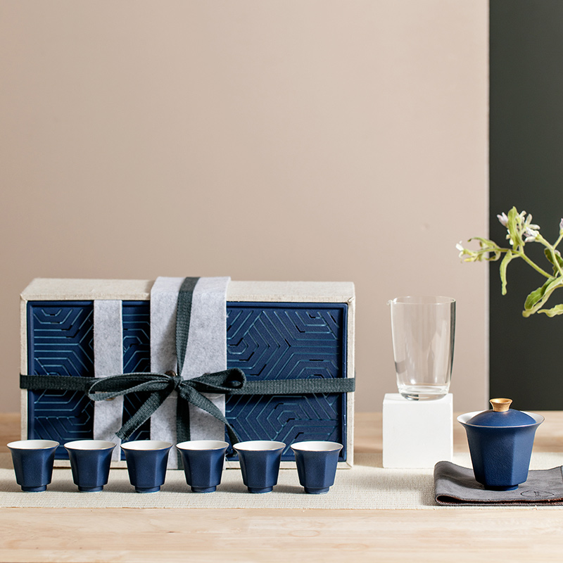 The Self - "appropriate content sapphire blue jingdezhen tureen single bowl tea cup manually restore ancient ways kung fu tea set