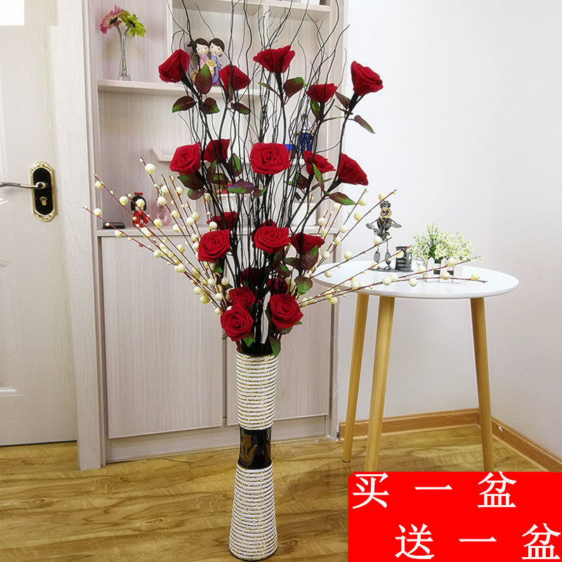 Leaf vein simulation dried flower bouquet fake flower living room floor floor ornament indoor entrance large decorative flower ornament immortal floral art