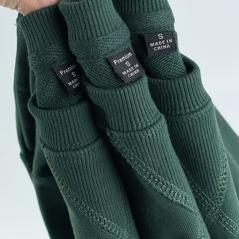 Jungle Green Dark Green American Style 340g Heavyweight Pure Cotton Crew Neck Sweatshirt Autumn and Winter New Solid Color Top for Men and Women