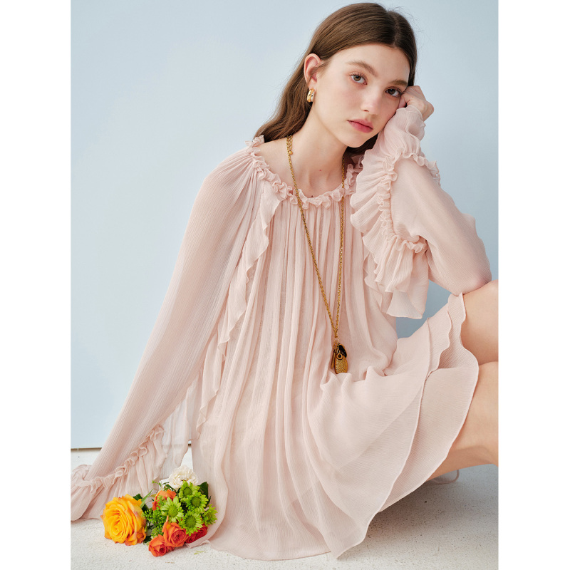 Island Breeze "Chloe's Summer" Custom-Dyed 10mm Silk Romantic Shirt and Skirt with Ruffled Edges