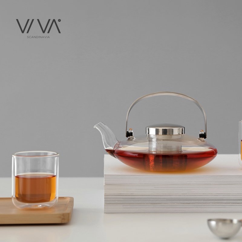 Denmark VIVA Nordic high temperature leaf type glass teapot Household heat-resistant small teapot Tea kettle filter thickening