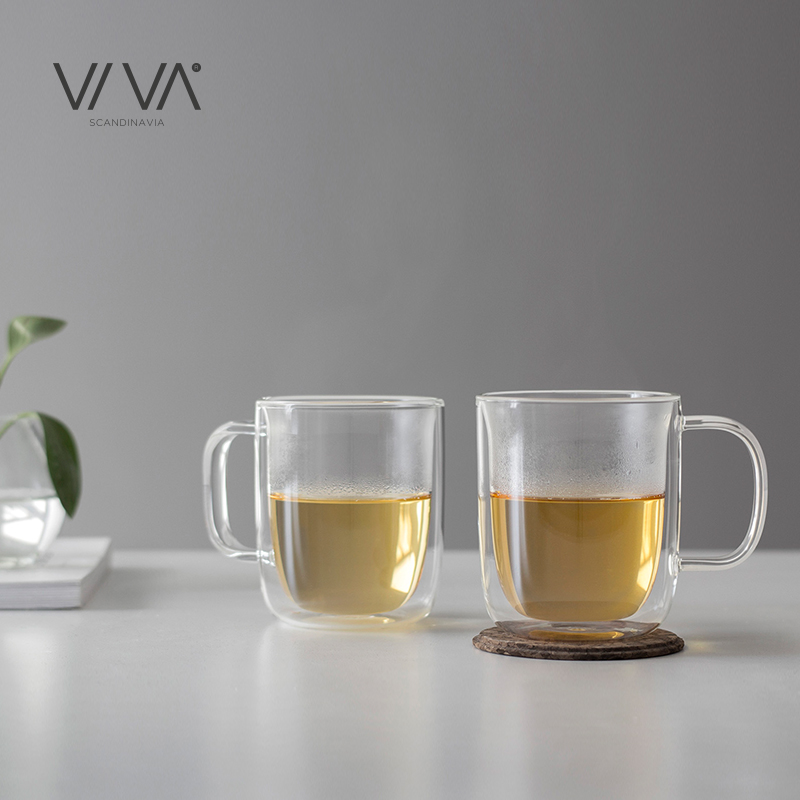 Denmark Viva Classic Art Double - layer High Temperature Cup with Transparent Tea Cup heat - resistant Bubble Tea Cup set