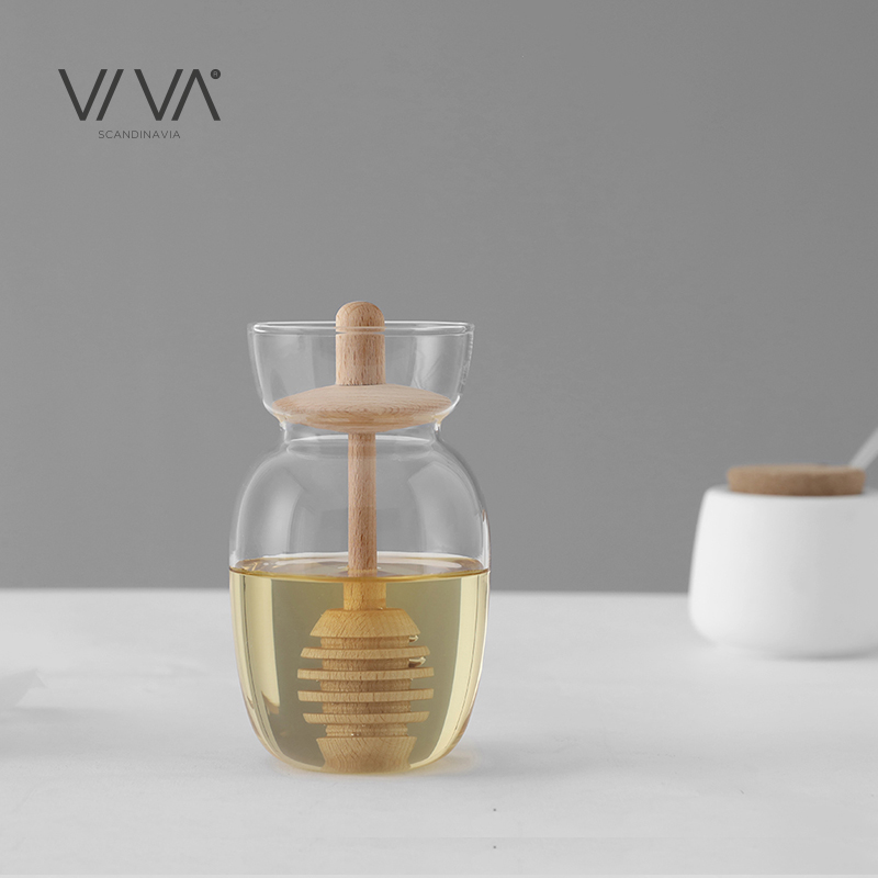 Denmark VIVA Minimalist series High borosilicate glass beech honey jar Nordic style simple honey jar 300ml