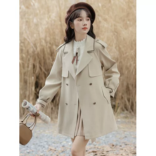 Осеннее trench coat, куртка, корейский стиль, для подростков, британский стиль