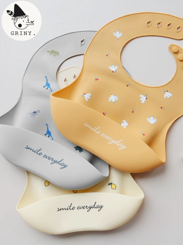 Детский силиконовый нагрудник для еды, водонепроницаемый слюнявчик для прикорма, с карманом