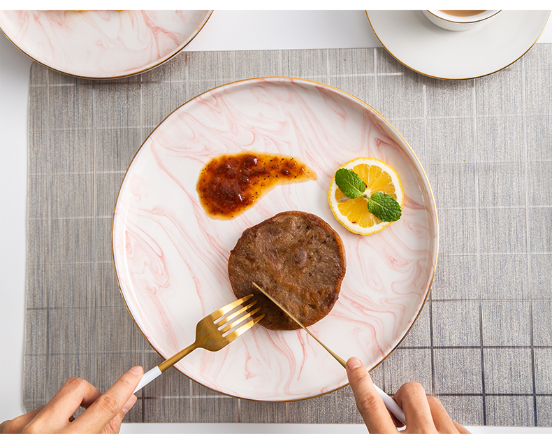 The Nordic ins up phnom penh marble ceramic plates pasta steak western tableware household snack dish plate of flat plate
