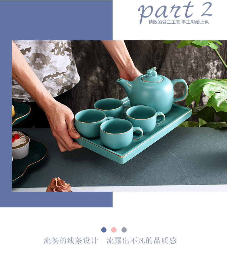 Nordic light see colour edge creative key-2 luxury coffee cups and saucers suit ceramic household afternoon tea coffee equipment with tray