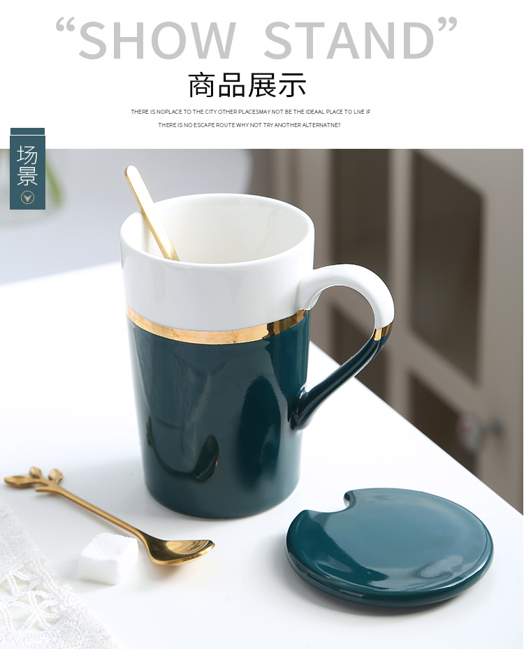 Creative move trend mark cup breakfast cup with cover ceramic coffee cup cup home holiday gifts