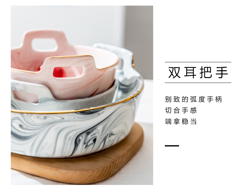 Nordic marble creative ears fruit salad bowl household Japanese - style tableware ceramic bowl rainbow such use boiled fish bowl