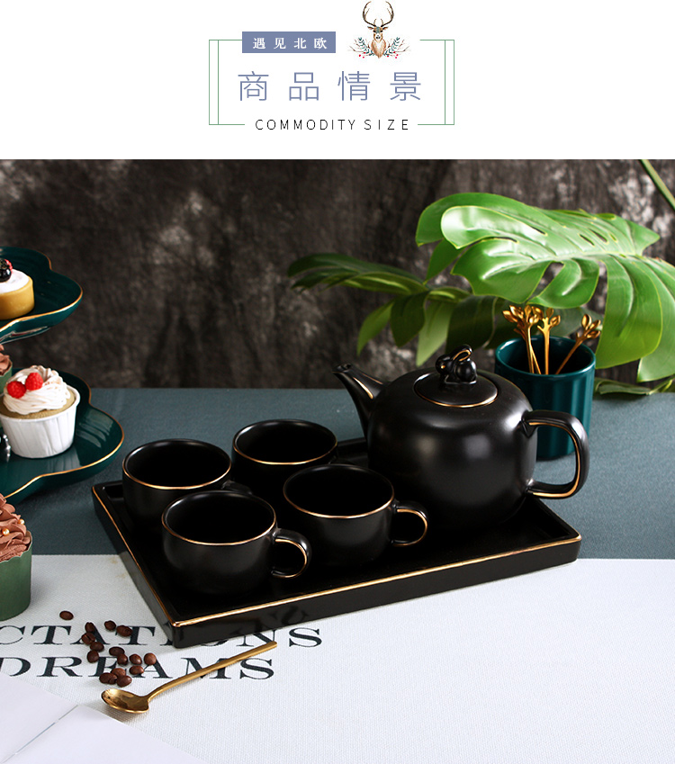Nordic light see colour edge creative key-2 luxury coffee cups and saucers suit ceramic household afternoon tea coffee equipment with tray