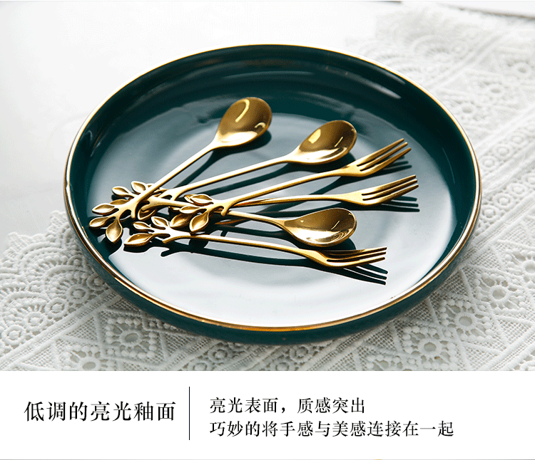 Small European - style key-2 luxury household stainless steel fruit fork suit creative ceramic receive tube cake snacks fork