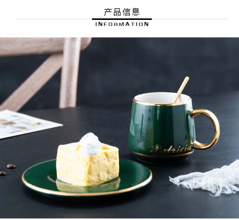 Ceramic coffee cup creative European - style coffee cups and saucers suit household contracted camellia tea cup with a spoon, gift box in the afternoon