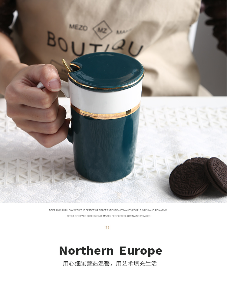 Creative move trend mark cup breakfast cup with cover ceramic coffee cup cup home holiday gifts