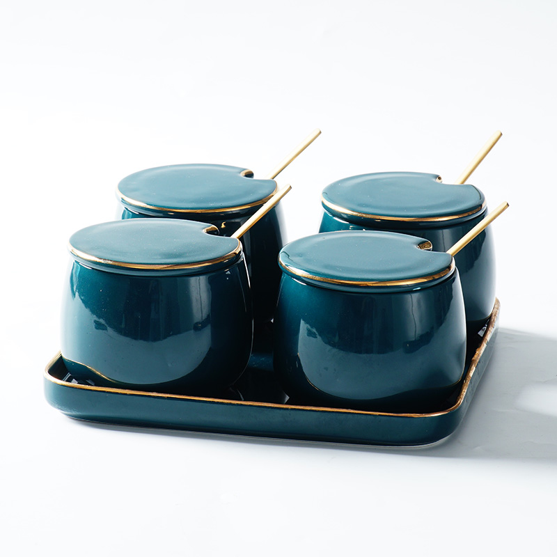 Nordic light key-2 luxury green up phnom penh ceramic salt sauce condiment jar of caster sugar 4 times the kitchen shelf suits for