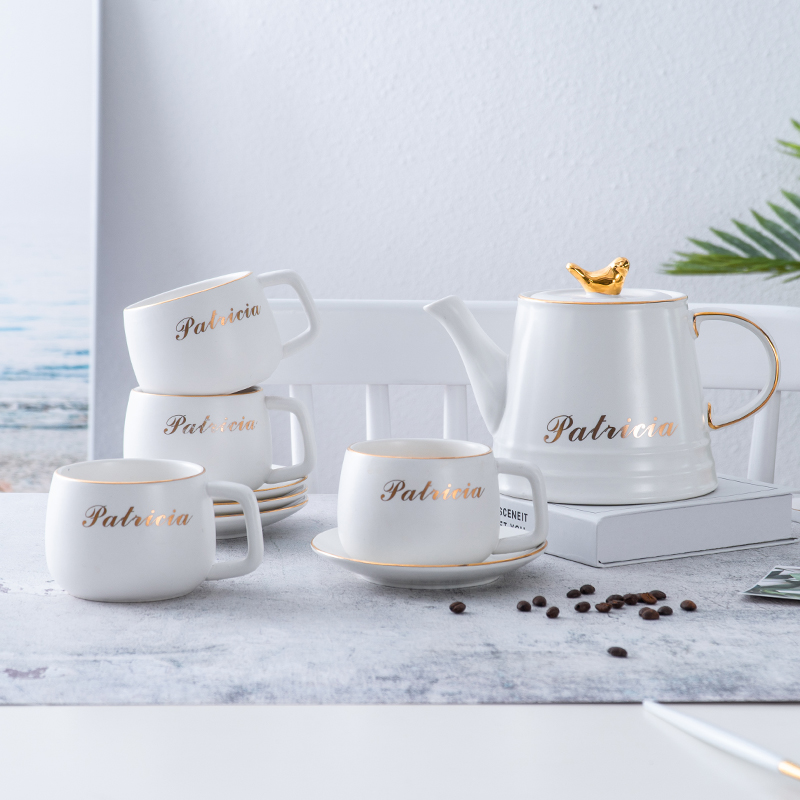 British light coffee cup suit European key-2 luxury simple afternoon tea tea set with creative household porcelain cup with a plate