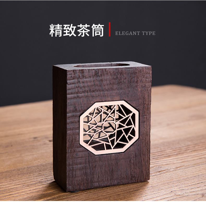 Treasure the minister 's black rosewood tea six gentleman' s suit solid wood tea accessories kung fu tea set YangHuBi ChaZhen. A key