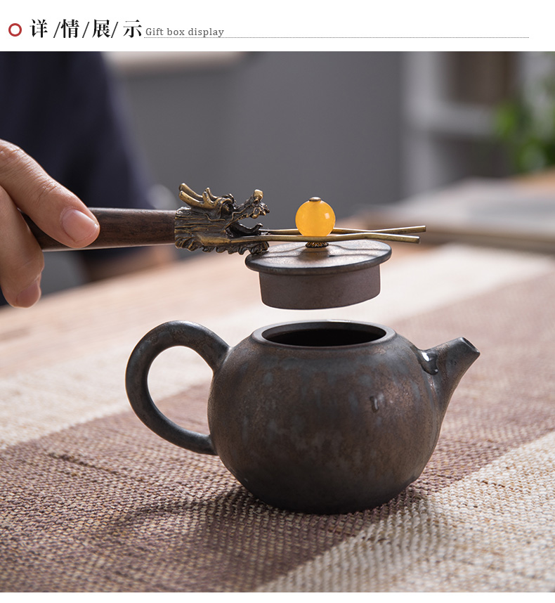 Treasure minister 's wooden handle, copper iron tea pot of fork parts cast iron pot bamboo pot fork brother lid clip