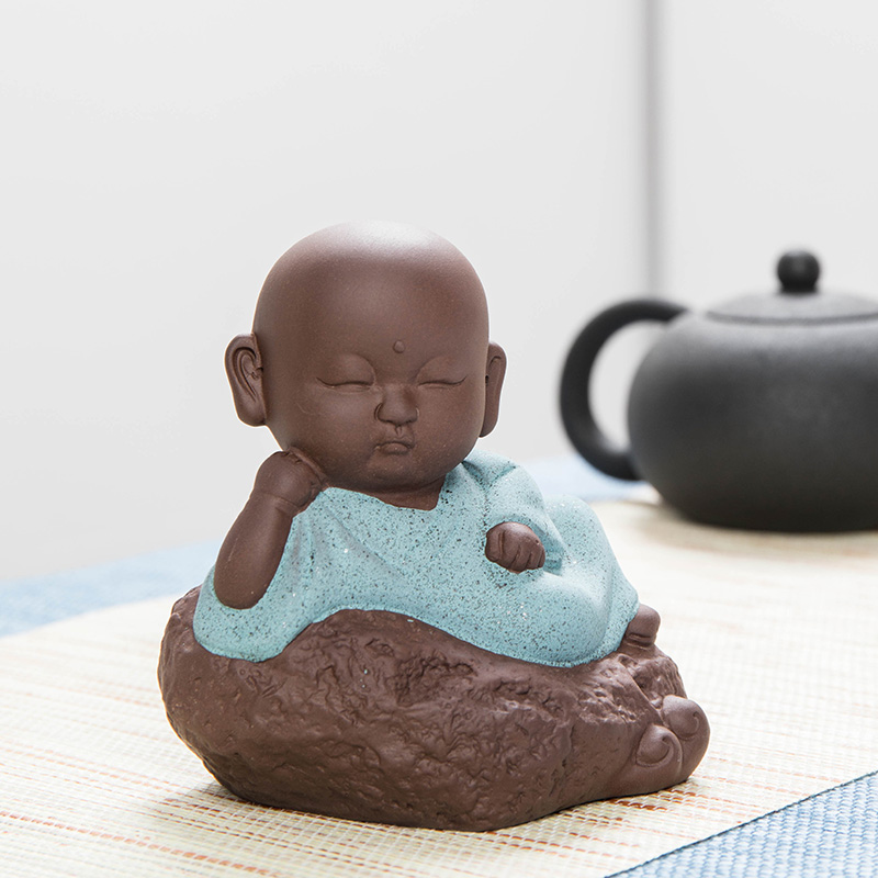 Pet furnishing articles creative express boutique tea can keep violet arenaceous the mythical wild animal characters little monk tea play pig tea tea art furnishing articles