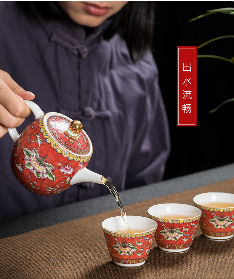 Colored enamel tea set suit small household set of ceramic kung fu tea set contracted and I sitting room of a complete set of tea tea