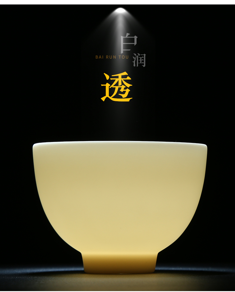 Dehua white porcelain biscuit firing without glaze 】 【 suet jade kung fu tea cups hat cup single ceramic tea cup master CPU