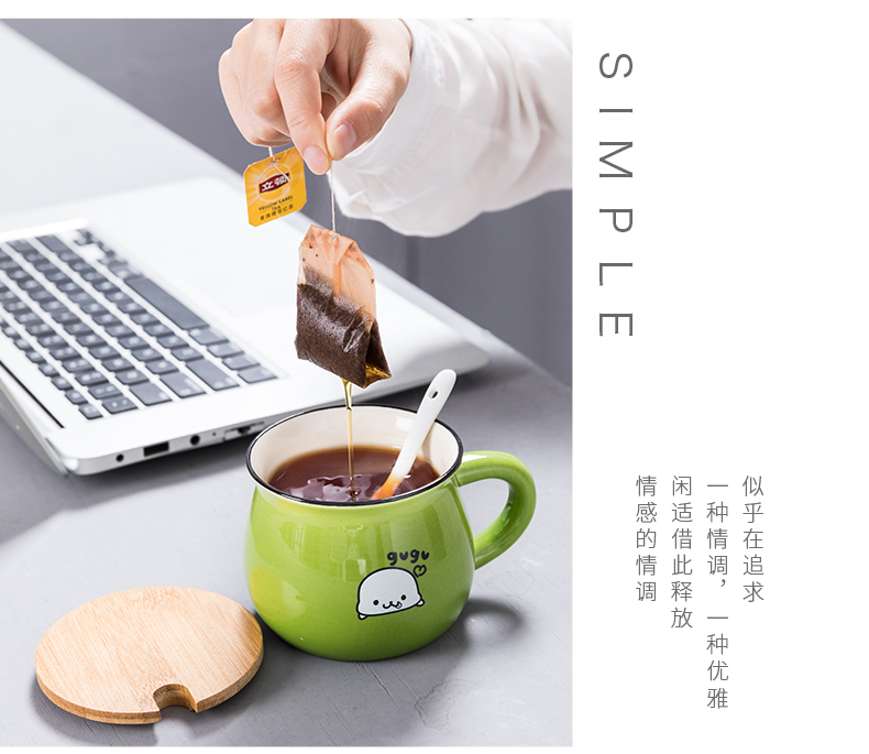 CPU individuality creative tide mark Cup with cover teaspoons of men 's and women' s ceramic coffee Cup breakfast Cup custom LOGO