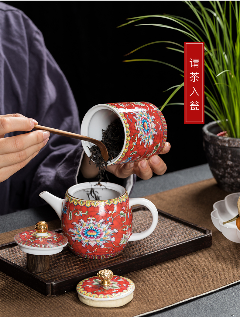 Colored enamel tea set suit small household set of ceramic kung fu tea set contracted and I sitting room of a complete set of tea tea