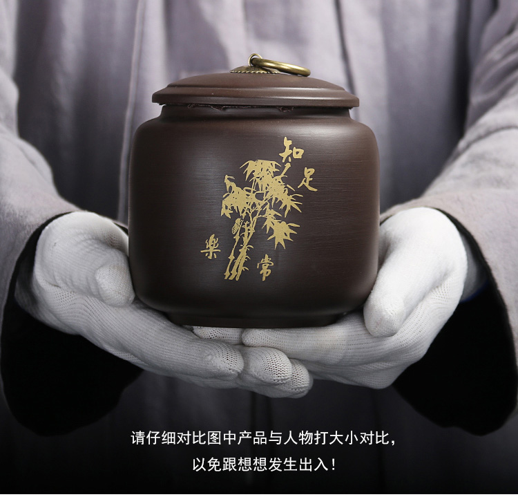 Caddy fixings ceramic seal pot small deposit tea storage jar with violet arenaceous portable tea Caddy fixings tea custom