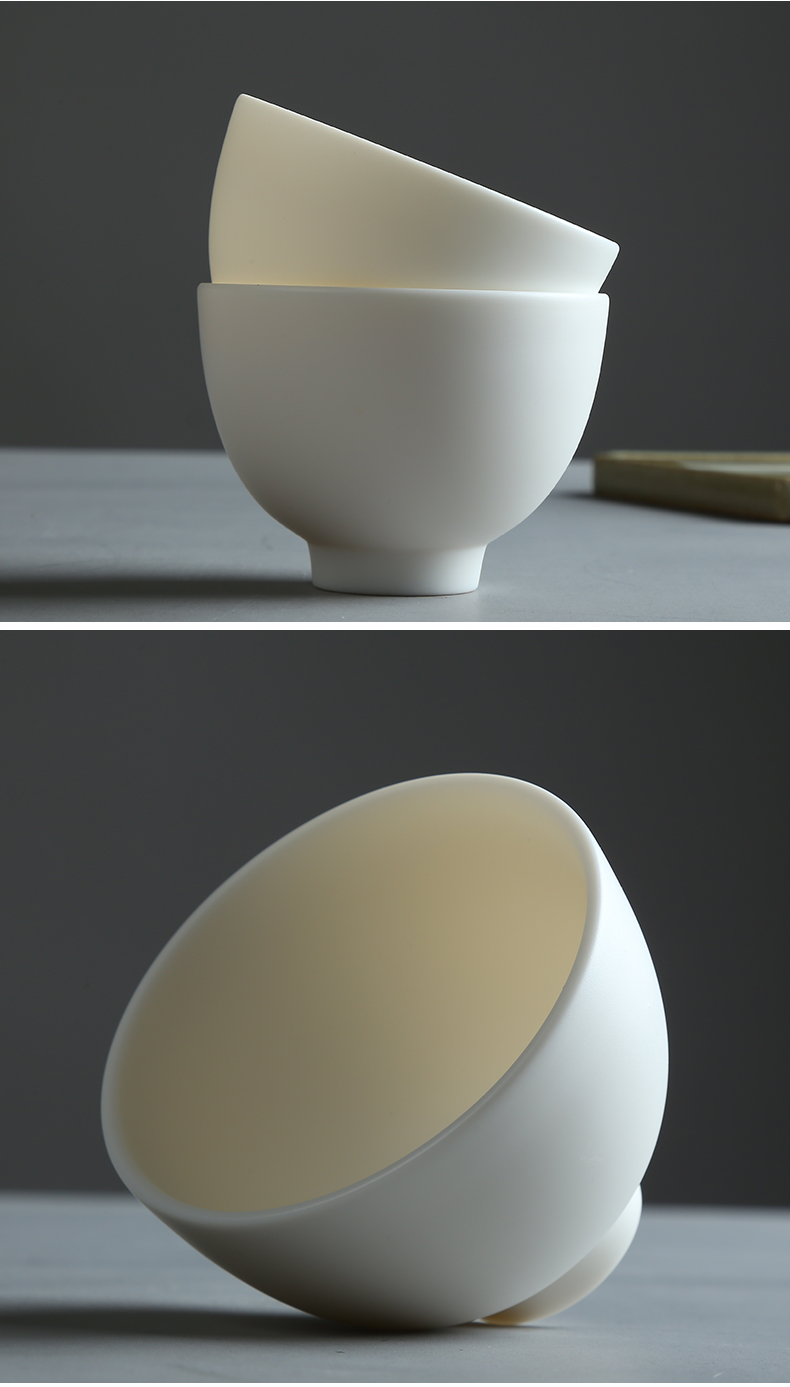 Dehua white porcelain biscuit firing without glaze 】 【 suet jade kung fu tea cups hat cup single ceramic tea cup master CPU