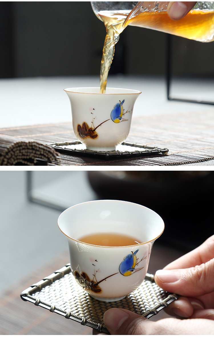 Treasure minister 's hand - made porcelain tea cups creative masters cup kung fu tea cups household contracted single CPU cups