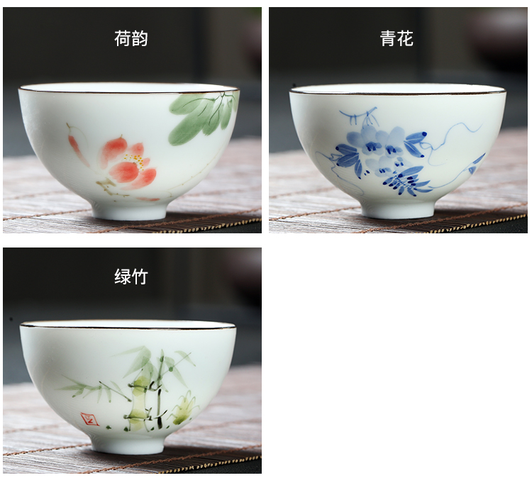 Treasure minister 's meditation is hand - made ceramic porcelain teacup tea cups master cup single CPU creative kung fu tea cups