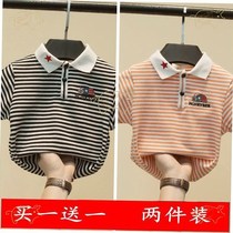 Boy leads T-shirt summer childrens clothing T-shirt cotton polo shirt boy short sleeve T-shirt childrens summer dress handsome